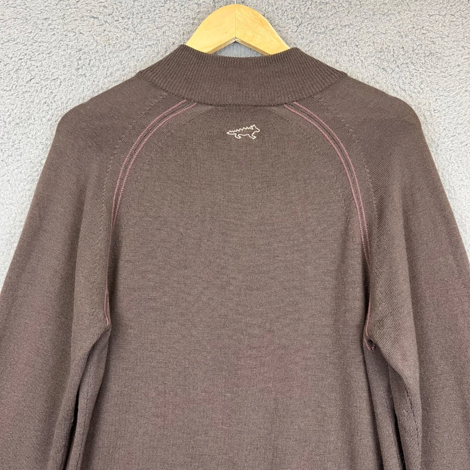 Horny Toad Men's Small Brown 100% Merino Wool Quarter Zip Pullover Sweater - Image 4 of 4
