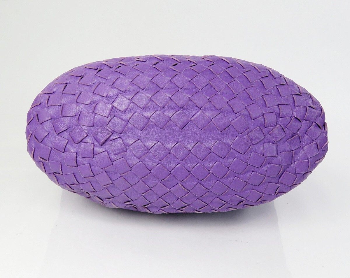 Authentic BOTTEGA VENETA Purple Woven Leather Tote Bag Purse