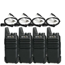 Retevis RT22 FRS Long Range Walkie Talkies For School/Church & Headsets (4PCS)