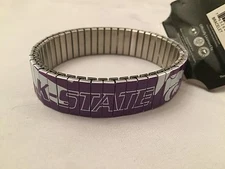 Kansas State Wildcats NEW Mens Expandable 7" Stainless Steel Bracelet . NCAA NWT