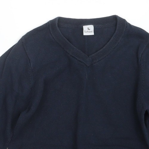 TU Boys Blue V-Neck Cotton Blend Jumper Size 9 Years - Picture 7 of 12
