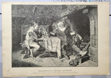 Women, one with a baby, sitting on bench, next door a military Man By Duditz 421