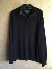 TASSO ELBA Size LARGE Men's SWEATER PULLOVER, 1/4 ZIP, COLOR BLACK, 100 COTTON