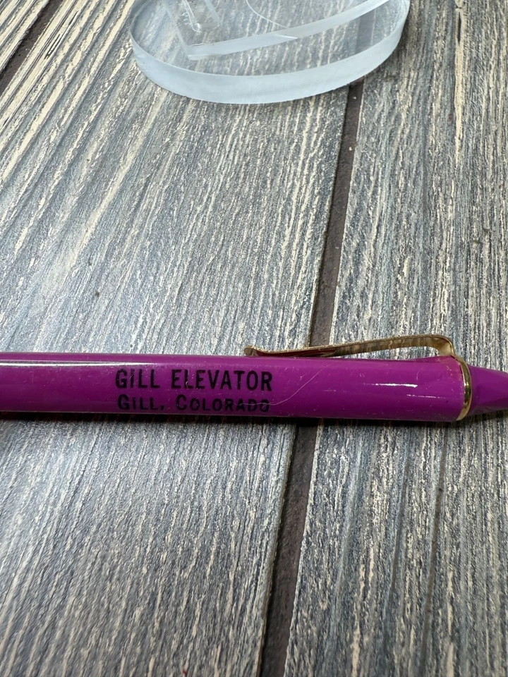 Unifeco Mt. de colección Bolígrafo elevador Vernon CO. Gill púrpura y dorado Foto 3 de 4