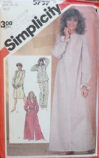 Simplicity Sewing Pattern 5737 Misses Nightgown Pajamas Robe Sizes 10-12 VTG UC