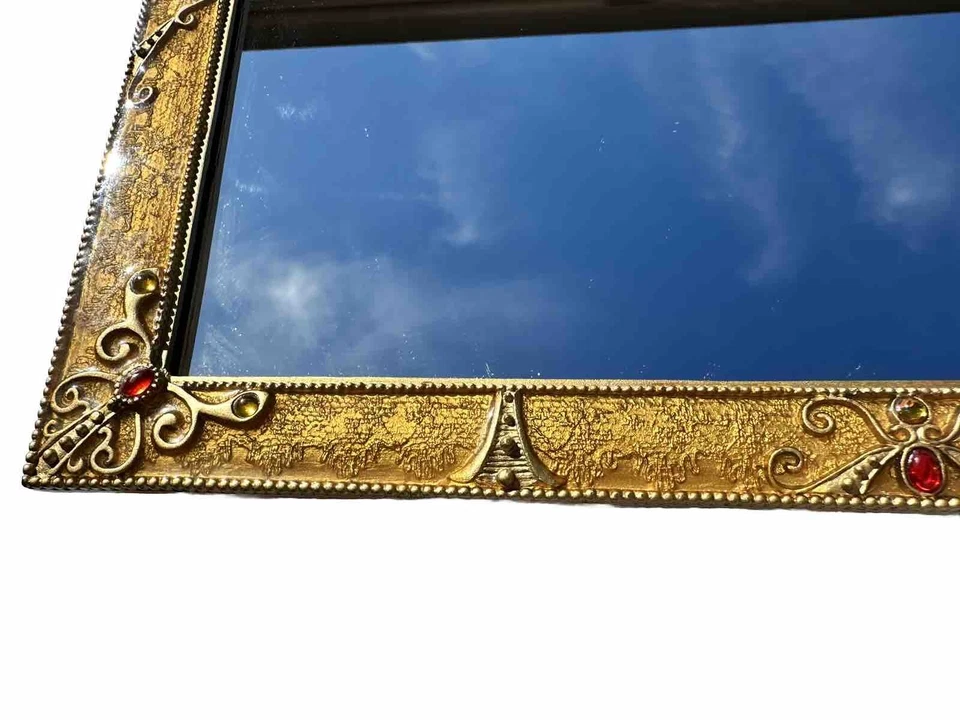 Gold Vintage Decorative Mirror & Makeup Mirror Square Antique - Image 2 of 4