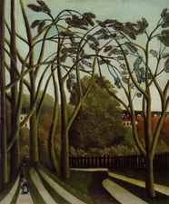 Hand painted Oil painting henri rousseau - The Banks of the Bièvre near Bicêtre