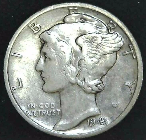 1943-D 10C Mercury Dime AU 90% Silver 22oct0515-1