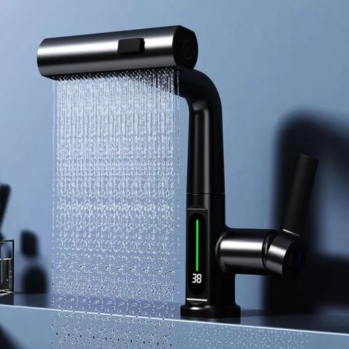Rubinetto da cucina a cascata con spruzzatore a discesa in acciaio inossidabile - Bild 1 von 26