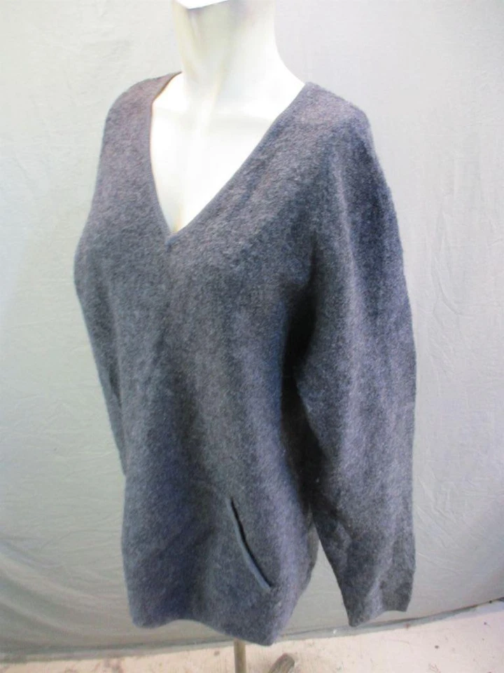 Suéter Pullover Sonoma Talla L Para Mujer Gris Algodón Lana Cuello en V Manga Larga 7Y363 Foto 3 de 4