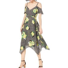 INC NEW Women's Mixed-print Cold-shoulder Asymmetrical Dress TEDO