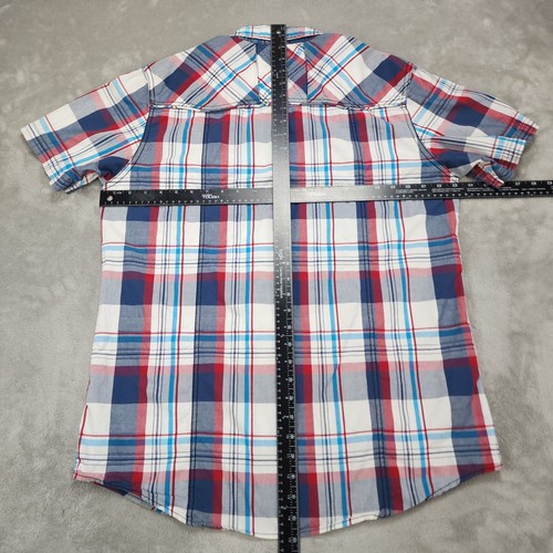 BKE Shirt Mens Extra Large Blue Plaid Short Sleeve Button Up Slim Fit - Picture 6 of 9