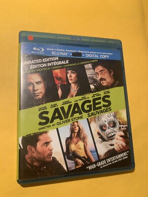 Savages (Blu-ray/DVD, 2012, 2-Disc Set,Unrated - No Dvd , Blu Ray Only-Pre-Owned