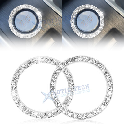 Glitter White Crystal Engine Start Stop Switch Button Protective Ring Decal Kit