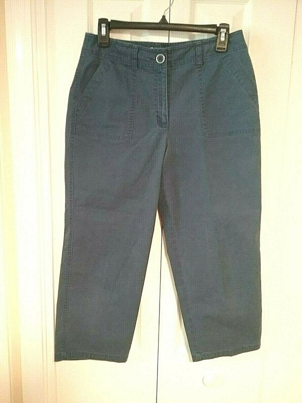 Talbots Women's Stretch Capri Pants       Size 8P        Blue       (GT003K)