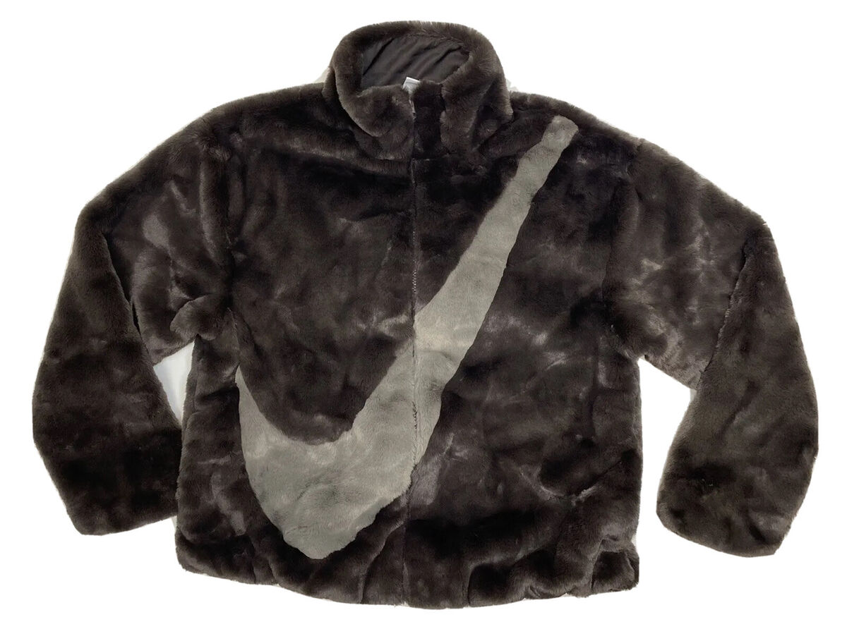 Nike Sportswear Faux Fur Swoosh Jacket Velvet Brown DO3791 Nike Sportswear Faux Fur Swoosh Jacket Velvet Brown DO3791