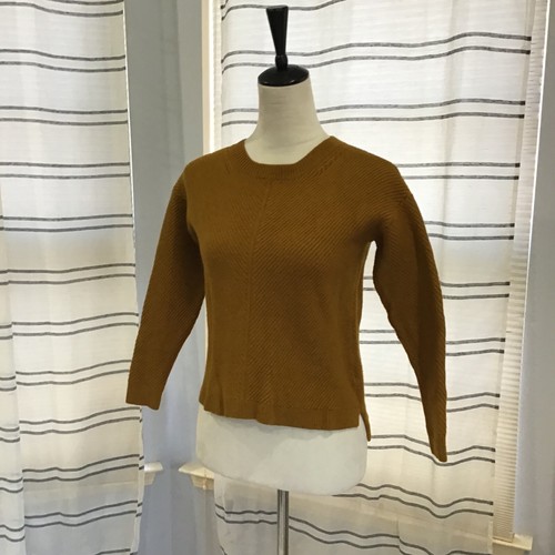 Aritzia Wilfred Free Women Size SM Tan Merino Wool Ribbed Knit Sweater Classic - Picture 2 of 11