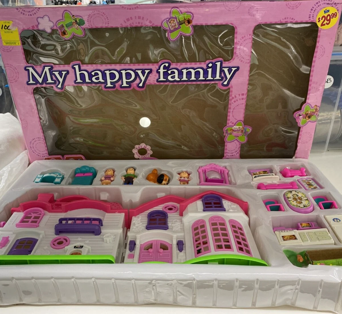 Doll House My Happy Family Playset Furniture Appliances Bathroom Open Box