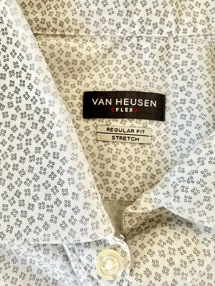 Van Heusen Mens Dress Shirt Size XL 17 1/2 34/35 Off White Regular Fit Pre-owned - Image 3 of 4