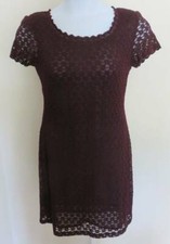 Vintage 1980s Semi Sheer BROWN Stretch Lace DRESS Ladies Sz 12 David Warren DW3