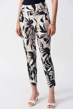 Joseph Ribkoff Vanilla/Multi Tropical Print Slim Cropped Pants 251001