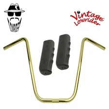 Original Lowrider 16" 22.2 D Handlebar Gold Custom 120mm Grips Solid/Black