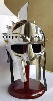 Medieval Maximus Gladiator Helmet With Wooden Stand Arena Armor Helmet