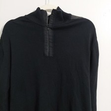 DKNY JEANS Men's Black and Gray Half-Zip Pullover Sweater Large