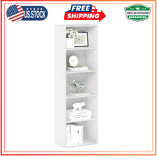 Furinno Luder 5-Tier Bookcase White Modern Storage Shelf for Home Office