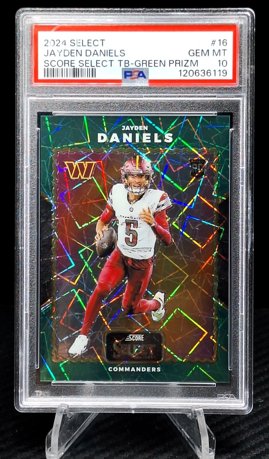 Jayden Daniels Panini Select Score Select Throwback #16 Green Prizm