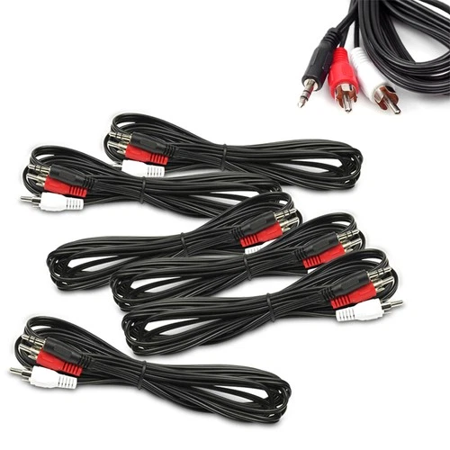 6X 10FT 3.5MM AUX AUXILIARY RCA MALE PLUG AUDIO STEREO JACK CONNECTOR CABLE CORD
