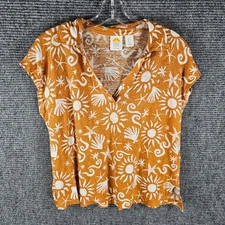 C & C California 100% Linen Sleeveless Top Medium Sun Beach Orange Brown