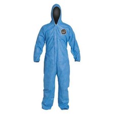 10 Coverall. Standard Fit Hood. Elastic Wrists and Ankles. Elastic Waist. Blue.