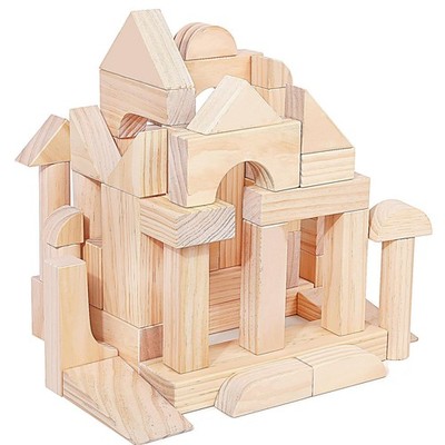 Wooden Building Blocks Set - Educational Stacking Toys for Kids 3+ with Storage