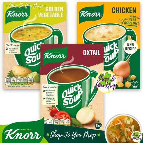 KNORR QUICK SOUP CHICKEN VEGETABLE OXTAIL 3 PACK BOXES Lunch Cup A Soup 🍲🥕 - Picture 1 of 23