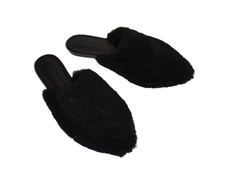  500 JENNI KAYNE JENNI KAYNE Shearling Mule SLIDE FLAT BLACK FUR POINTY 35 DA7 