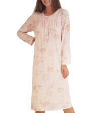 LINCLALOR Nachthemd Damen langer Arm Nachtgewand Schlafhemd Nachtwäsche Neu