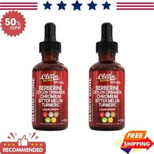 Clean Nutra Berberine with Ceylon Cinnamon Supplement Liquid Drops 2pack USA