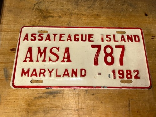 Vintage 1982 Assateague Island AMSA License Plate Steel