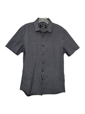 Topman short sleeve slim fit navy blue button-up shirt with floral pattern M