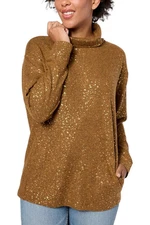 LOGO Lounge by Lori Goldstein Foil Print Knit Turtleneck CathaySpice
