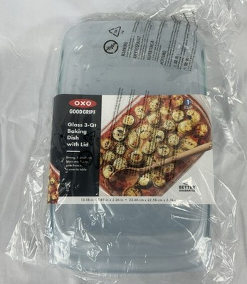 Brand New OXO GOOD GRIPS 3QT Glass Baking Dish & Lid 9 X 13 Oven & Freezer Safe