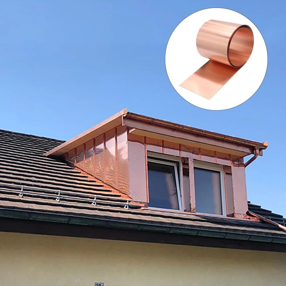 ELECTRAPICK Copper Flashing,26 Gauge(0.4mm) Thickness, 4in x 10ft, 99.95% Pure C
