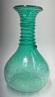 2006 Blenko Blue-Green Crackle Glass 9-1/4" Vase - Sticker, Signed, Dated