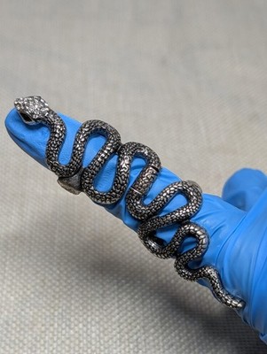 Sliver Snake Ring Adjust Gems Alt Goth Bendable Emo Jewelry Edgy Comfy Animal 
