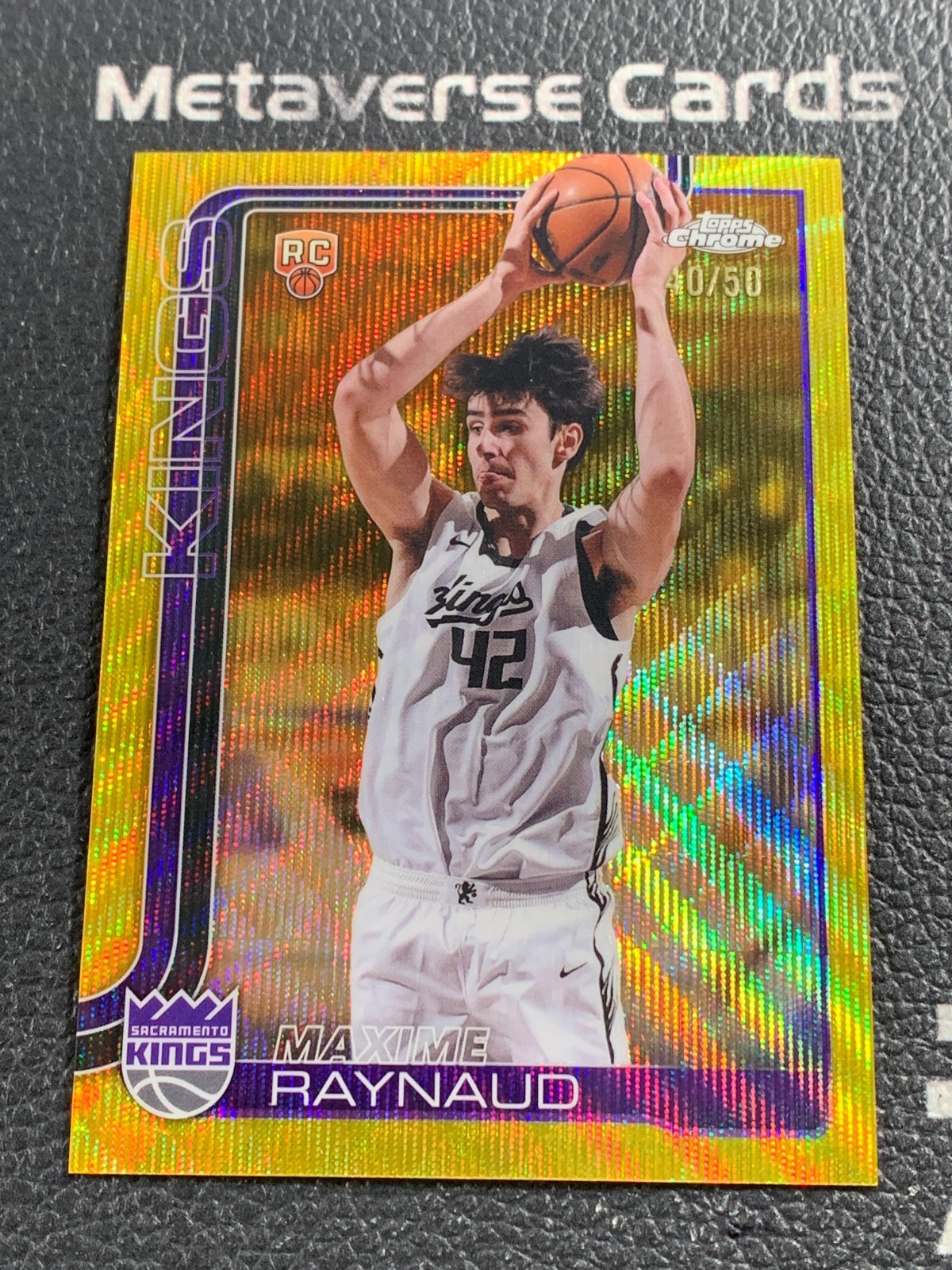 2025-26 Topps Chrome Rookie Gold Wave Refractor #293 RC Maxime Raynaud /50 Kings