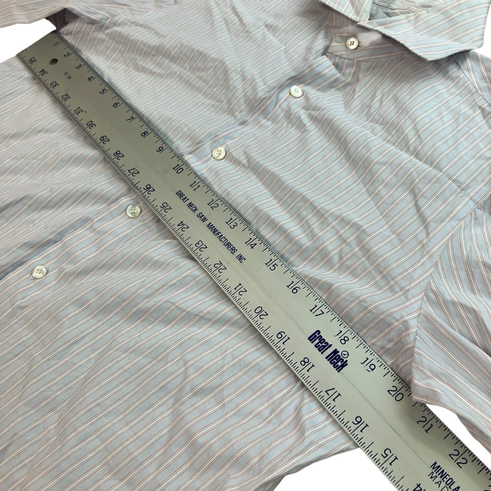 Camisa de vestir Finamore Napoli para hombre 16/41 azul a rayas abotonadas Italia naranja Foto 4 de 4