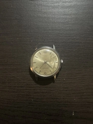 Vintage Timex 1960's Self Wind Mechanical Watch Silver Tone For Parts or Repair