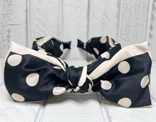 Polka Dot Bow Headband Elegant Vintage Inspired Hair Accessory Black And Ivory