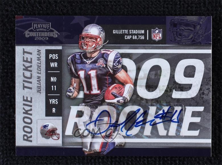 2009 Playoff Contenders Julian Edelman #176 Rookie Auto RC uk2